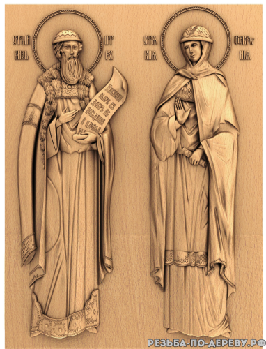 Резная икона Святой Пётр и Святая Феврония #3 из дерева